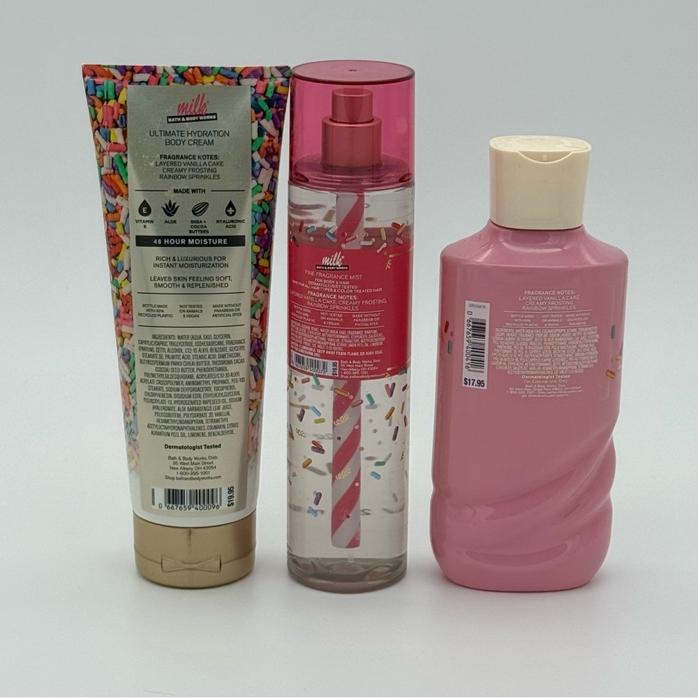Bath & Body Works Milk Bar Birthday Cake Gift Set Limited Edition Body Care NWT - Picture 5 of 6